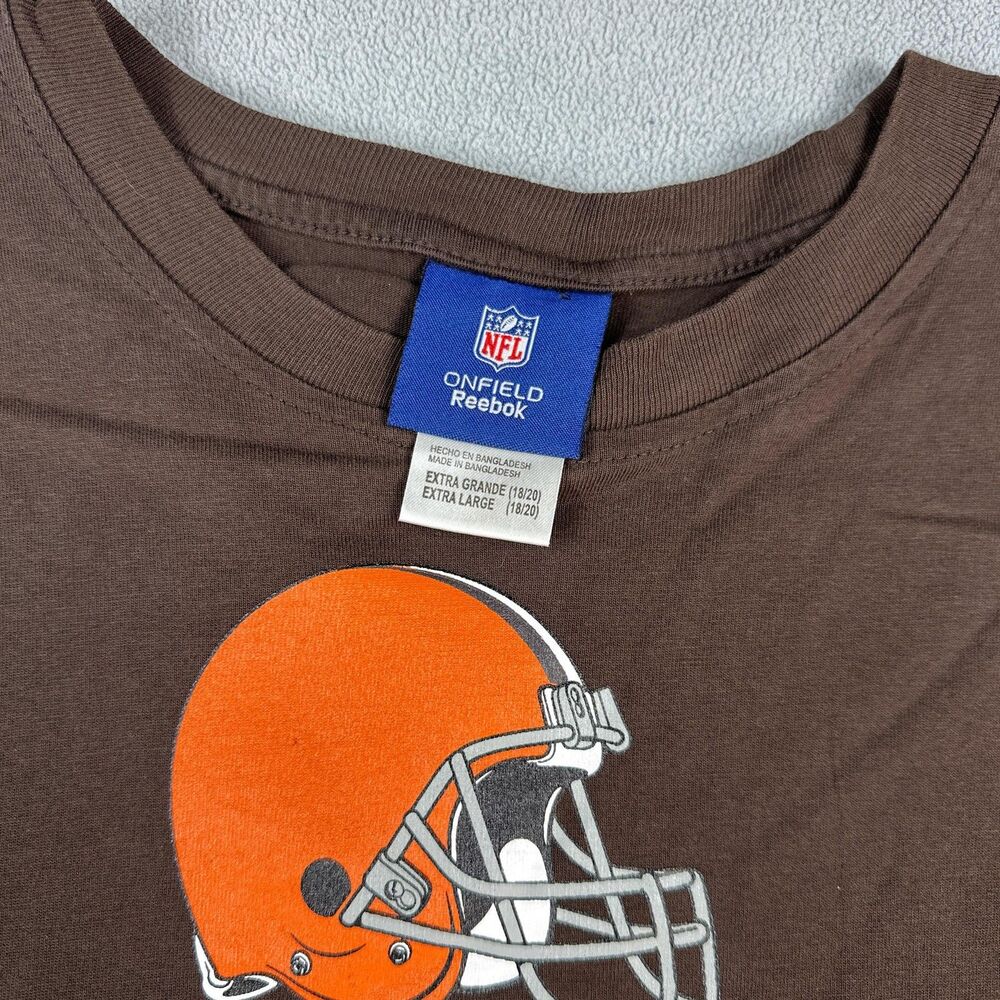 Cleveland Browns Shirt Youth XL NFL Football Long Sleeve Reebok Cotton Crew CLE - Picture 3 of 8